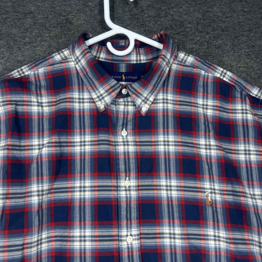 Ralph Lauren Shirt Mens 4XB Plaid Long Sleeve Button Up Oxford Preppy Flesh pony